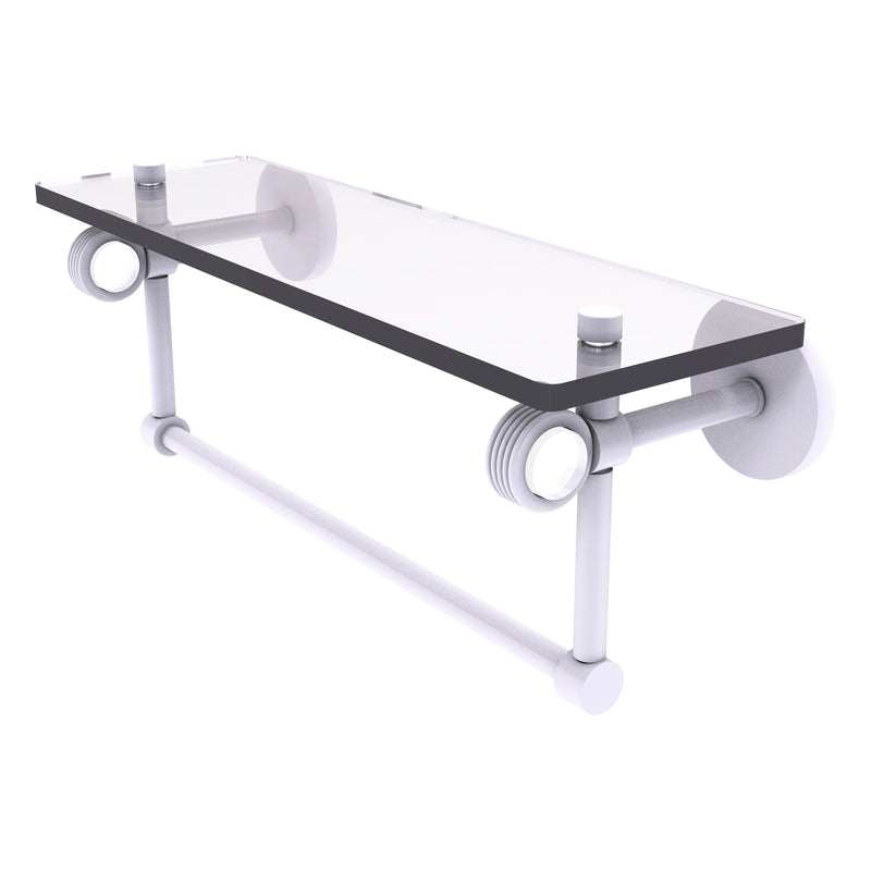 Clearview Collection Glass Shelf with Towel Bar with Grooved Accents