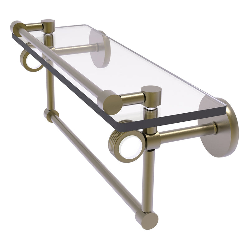 Clearview Collection Glass Shelf with Gallery Rail and Towel Bar with Grooved Accents