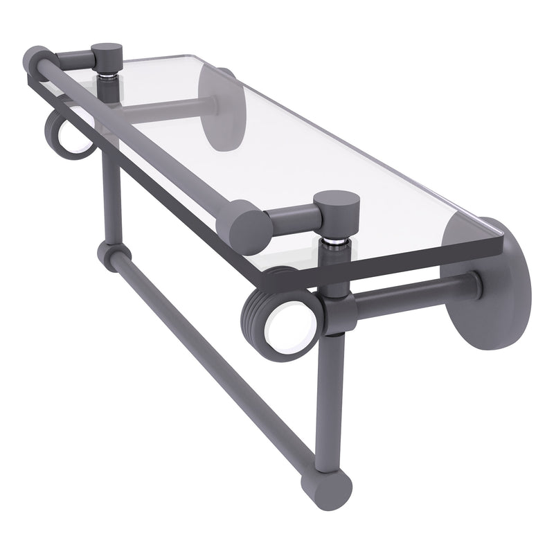 Clearview Collection Glass Shelf with Gallery Rail and Towel Bar with Grooved Accents