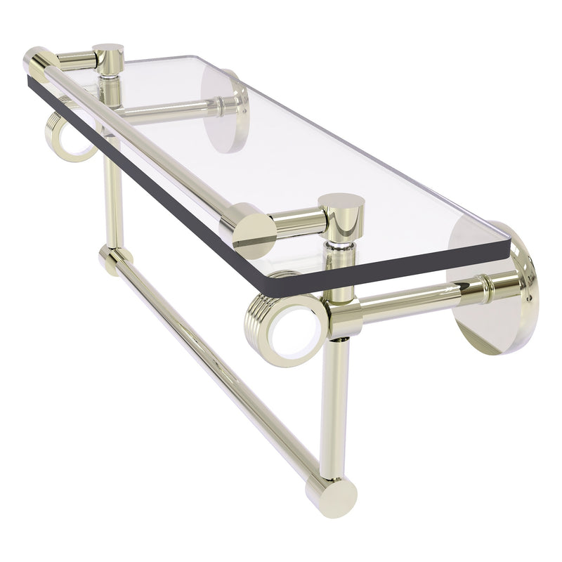 Clearview Collection Glass Shelf with Gallery Rail and Towel Bar with Grooved Accents