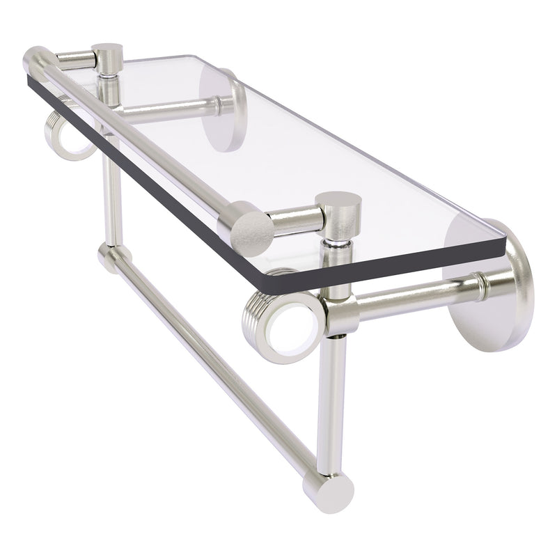 Clearview Collection Glass Shelf with Gallery Rail and Towel Bar with Grooved Accents