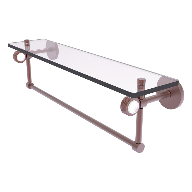 Clearview Collection Glass Shelf with Towel Bar with Grooved Accents