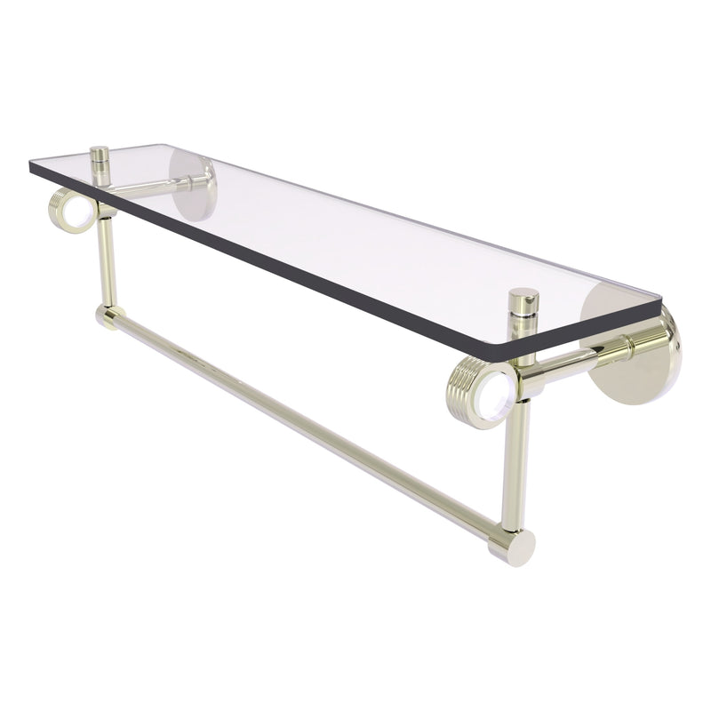 Clearview Collection Glass Shelf with Towel Bar with Grooved Accents