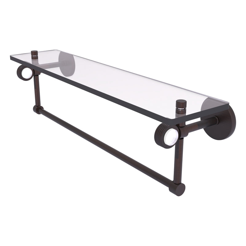 Clearview Collection Glass Shelf with Towel Bar with Grooved Accents