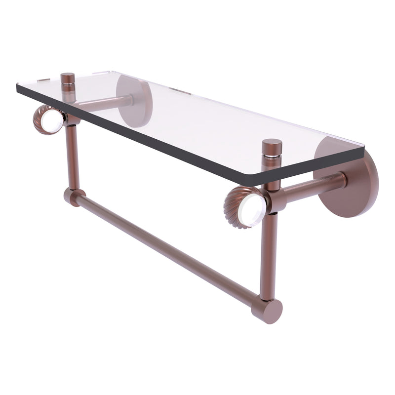 Clearview Collection Glass Shelf with Towel Bar with Twisted Accents