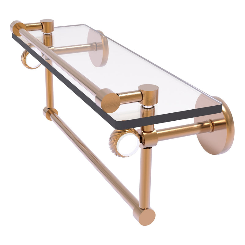 Clearview Collection Glass Shelf with Gallery Rail and Towel Bar with Twisted Accents