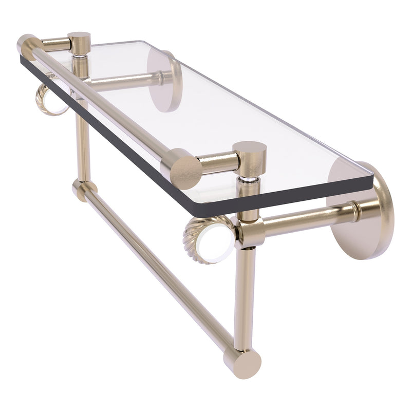 Clearview Collection Glass Shelf with Gallery Rail and Towel Bar with Twisted Accents