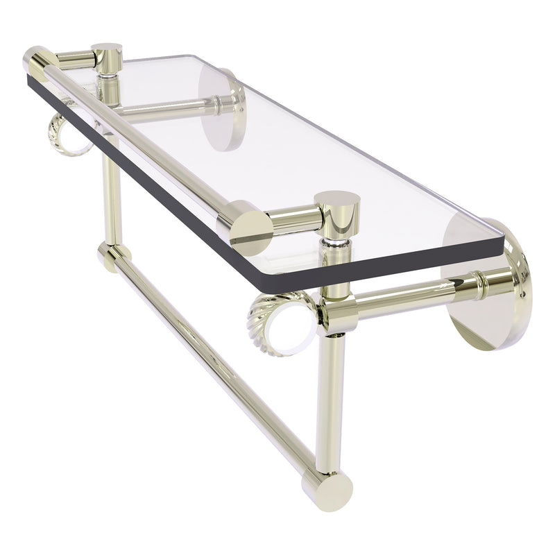 Clearview Collection Glass Shelf with Gallery Rail and Towel Bar with Twisted Accents