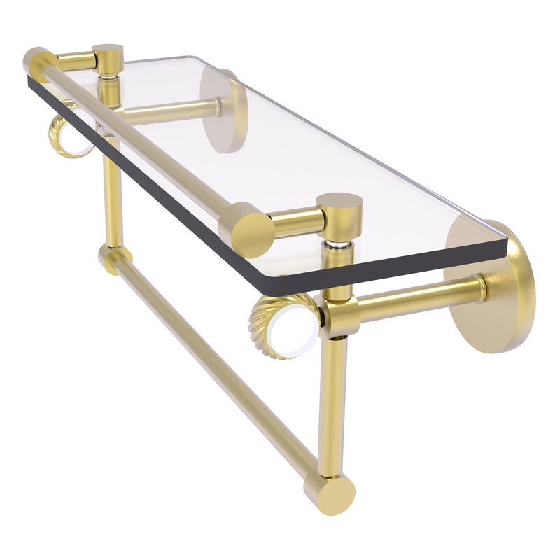 Clearview Collection Glass Shelf with Gallery Rail and Towel Bar with Twisted Accents