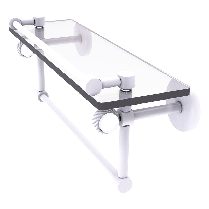 Clearview Collection Glass Shelf with Gallery Rail and Towel Bar with Twisted Accents