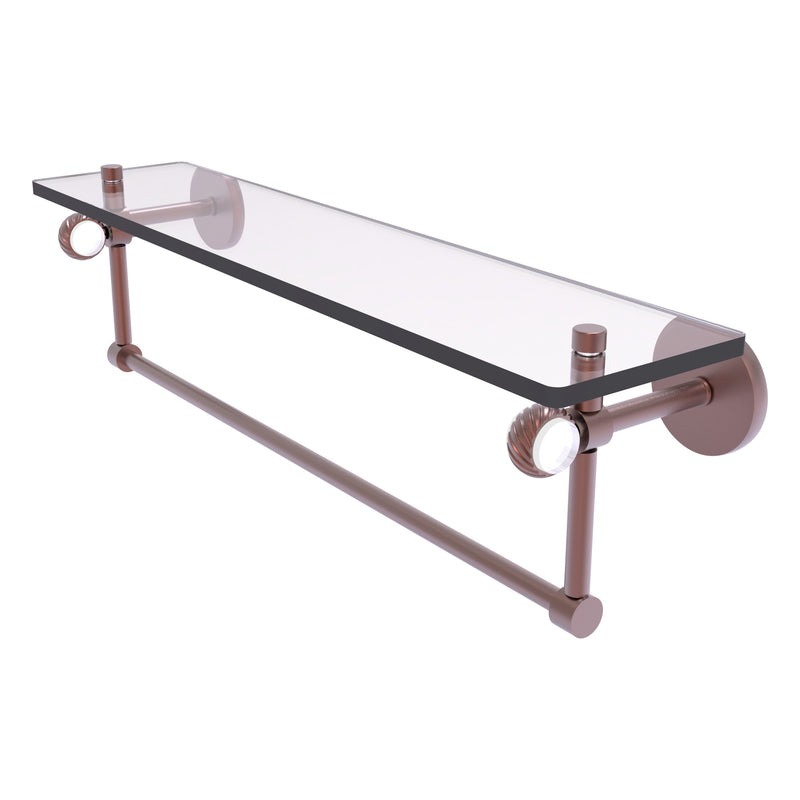 Clearview Collection Glass Shelf with Towel Bar with Twisted Accents