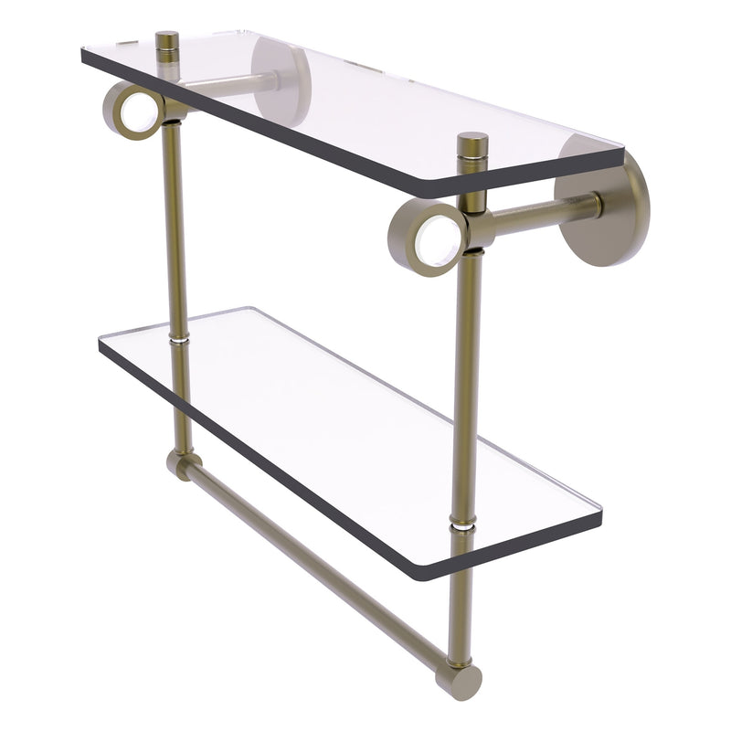 Clearview Collection Double Glass Vanity Shelf  with Integrated Towel Bar with Smooth Accents