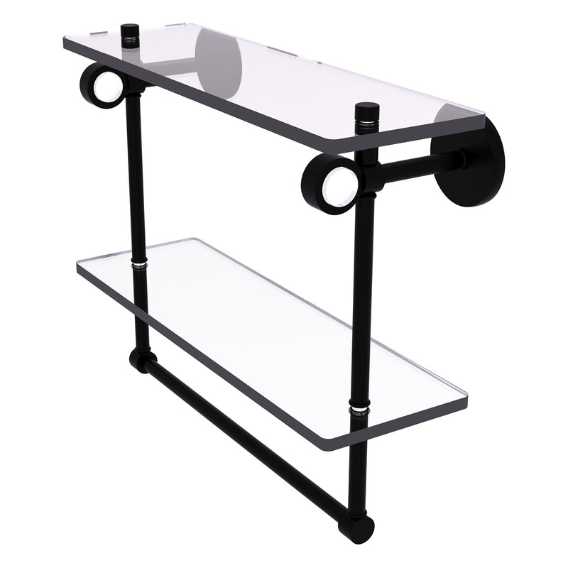 Clearview Collection Double Glass Vanity Shelf  with Integrated Towel Bar with Smooth Accents