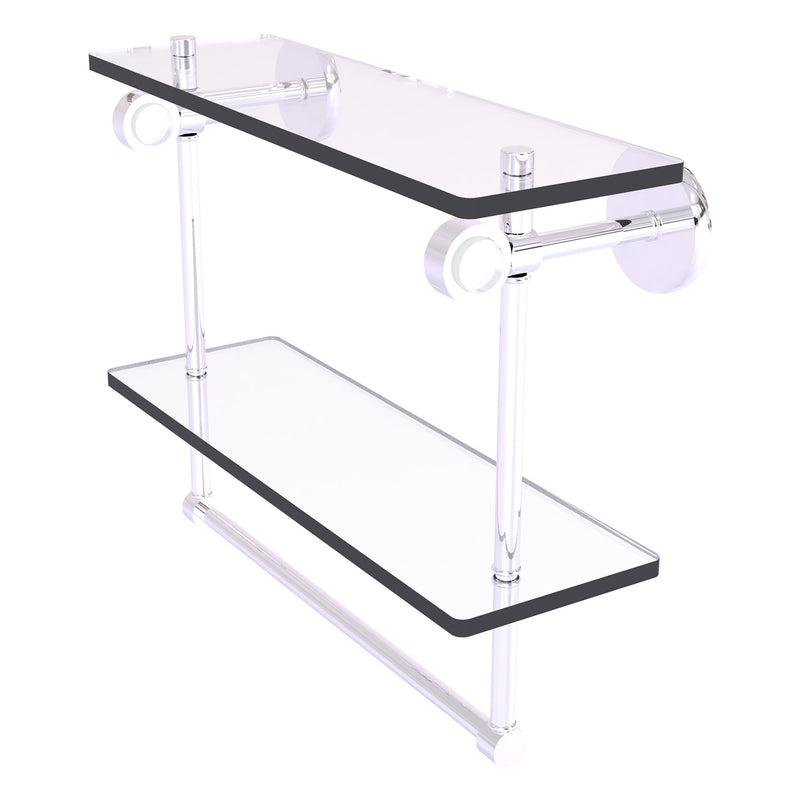 Clearview Collection Double Glass Vanity Shelf  with Integrated Towel Bar with Smooth Accents