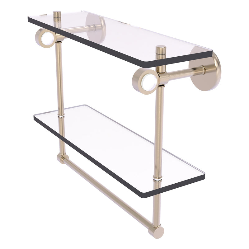 Clearview Collection Double Glass Vanity Shelf  with Integrated Towel Bar with Smooth Accents