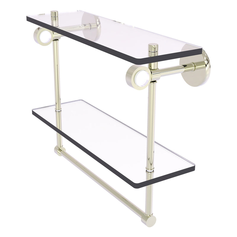 Clearview Collection Double Glass Vanity Shelf  with Integrated Towel Bar with Smooth Accents