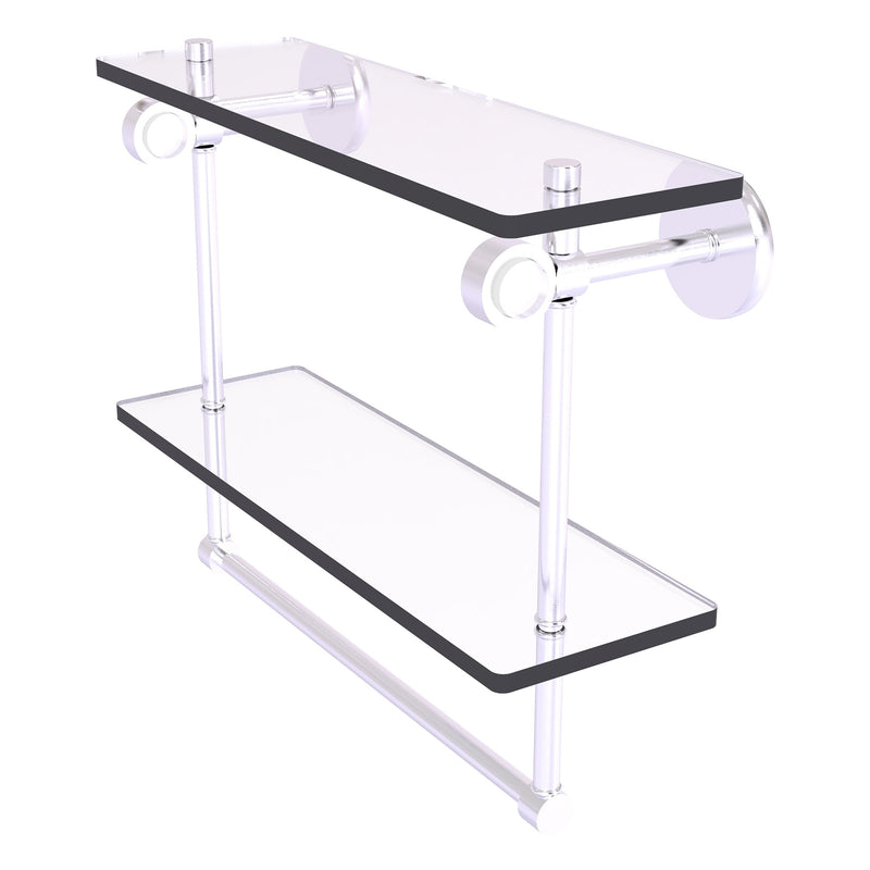 Clearview Collection Double Glass Vanity Shelf  with Integrated Towel Bar with Smooth Accents