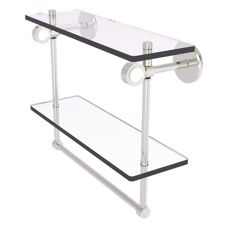 Clearview Collection Double Glass Vanity Shelf  with Integrated Towel Bar with Smooth Accents