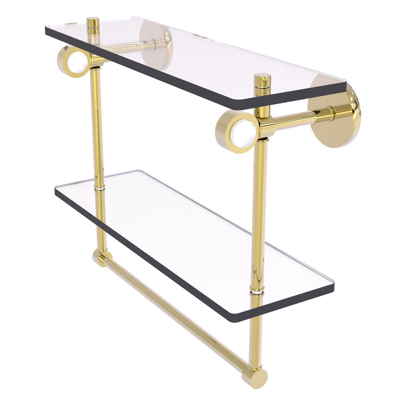 Clearview Collection Double Glass Vanity Shelf  with Integrated Towel Bar with Smooth Accents