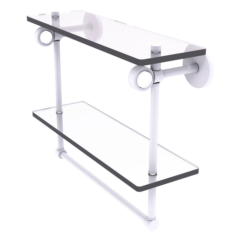 Clearview Collection Double Glass Vanity Shelf  with Integrated Towel Bar with Smooth Accents