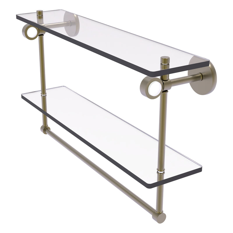 Clearview Collection Double Glass Vanity Shelf  with Integrated Towel Bar with Smooth Accents