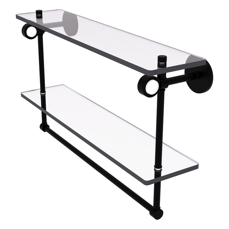 Clearview Collection Double Glass Vanity Shelf  with Integrated Towel Bar with Smooth Accents