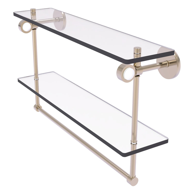 Clearview Collection Double Glass Vanity Shelf  with Integrated Towel Bar with Smooth Accents