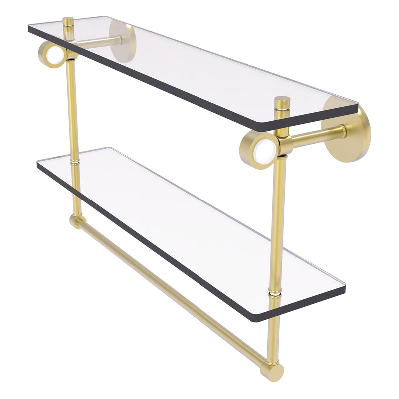 Clearview Collection Double Glass Vanity Shelf  with Integrated Towel Bar with Smooth Accents