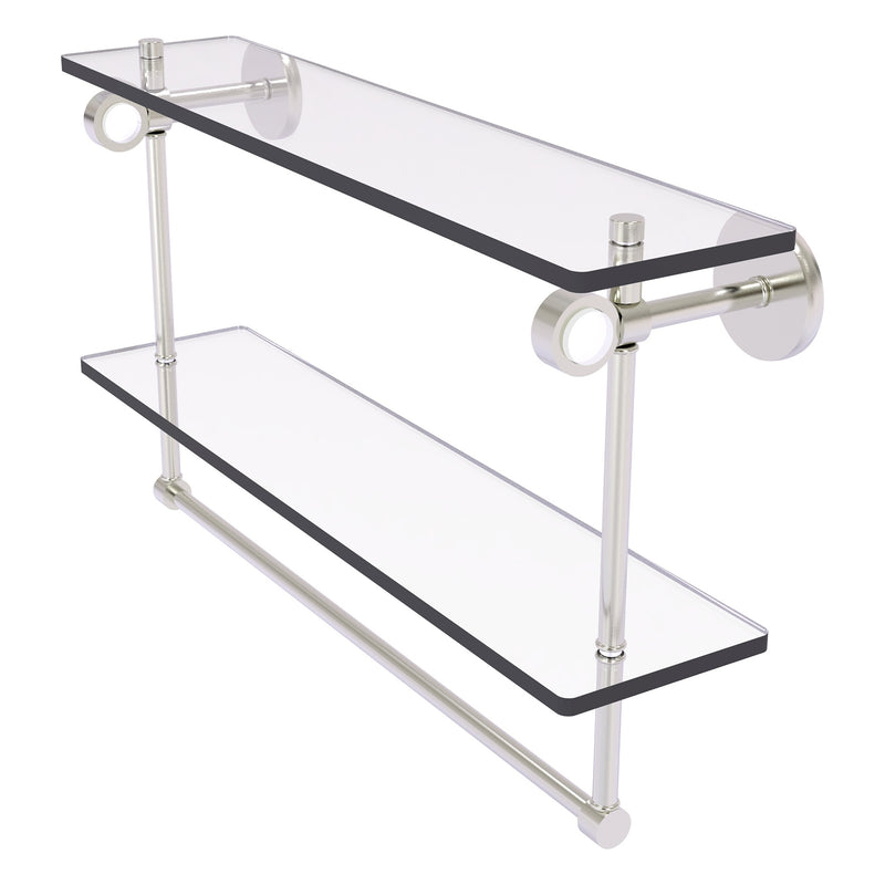 Clearview Collection Double Glass Vanity Shelf  with Integrated Towel Bar with Smooth Accents