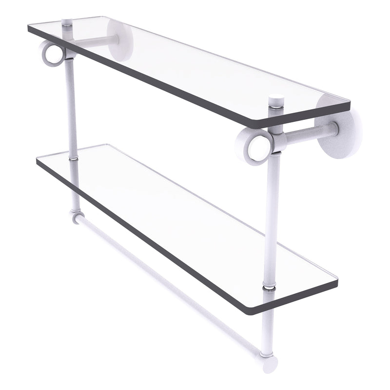 Clearview Collection Double Glass Vanity Shelf  with Integrated Towel Bar with Smooth Accents