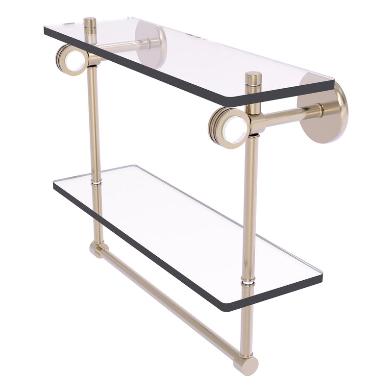 Clearview Collection Double Glass Vanity Shelf  with Integrated Towel Bar with Dotted Accents