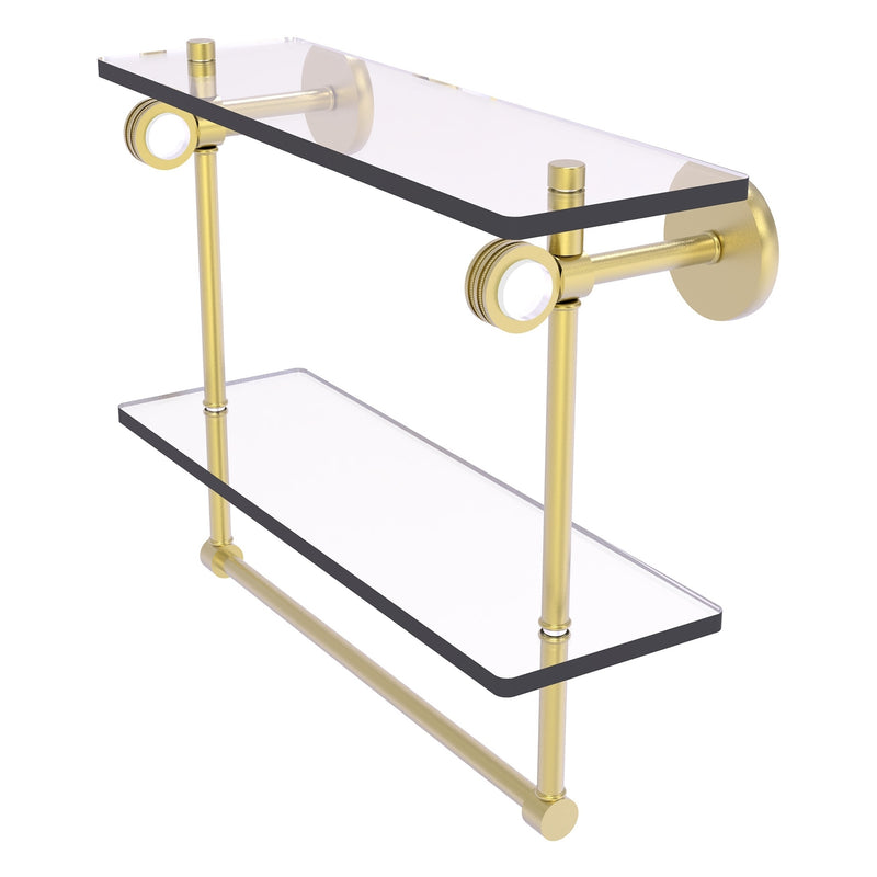 Clearview Collection Double Glass Vanity Shelf  with Integrated Towel Bar with Dotted Accents