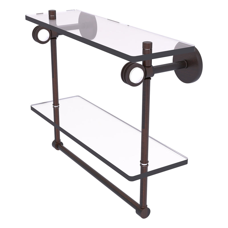 Clearview Collection Double Glass Vanity Shelf  with Integrated Towel Bar with Dotted Accents