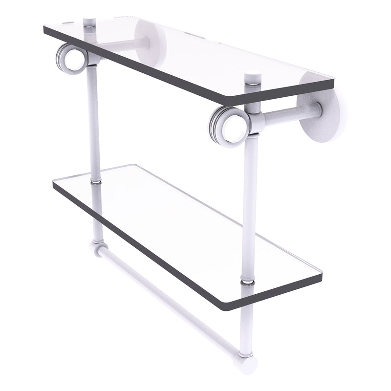 Clearview Collection Double Glass Vanity Shelf  with Integrated Towel Bar with Dotted Accents