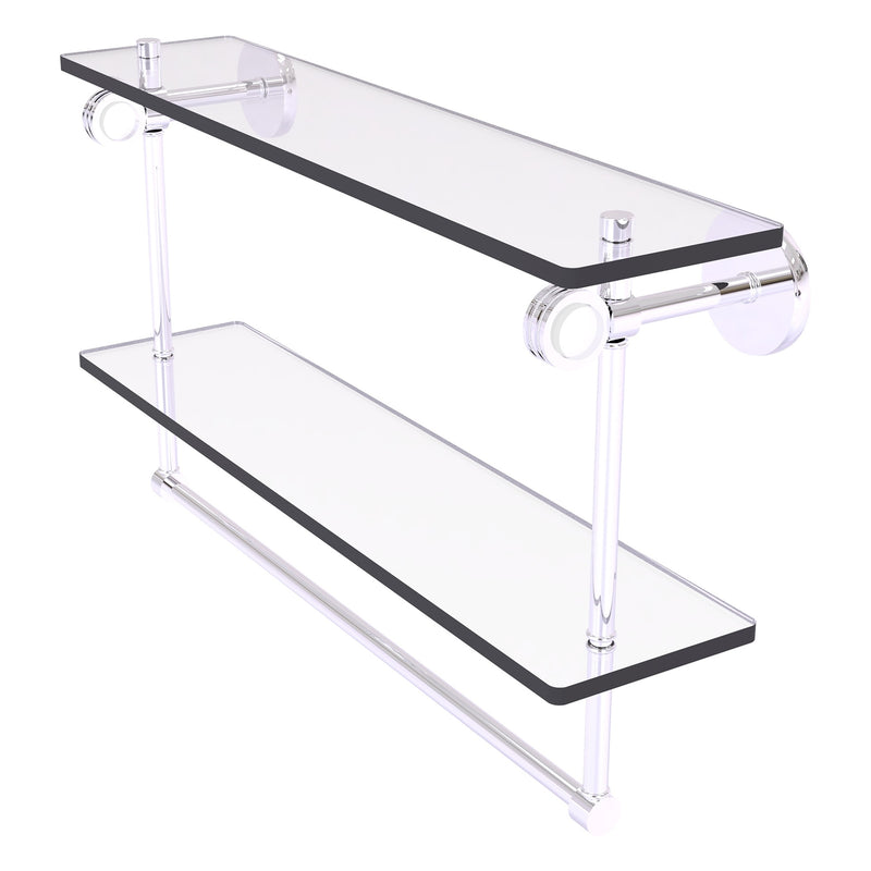 Clearview Collection Double Glass Vanity Shelf  with Integrated Towel Bar with Dotted Accents