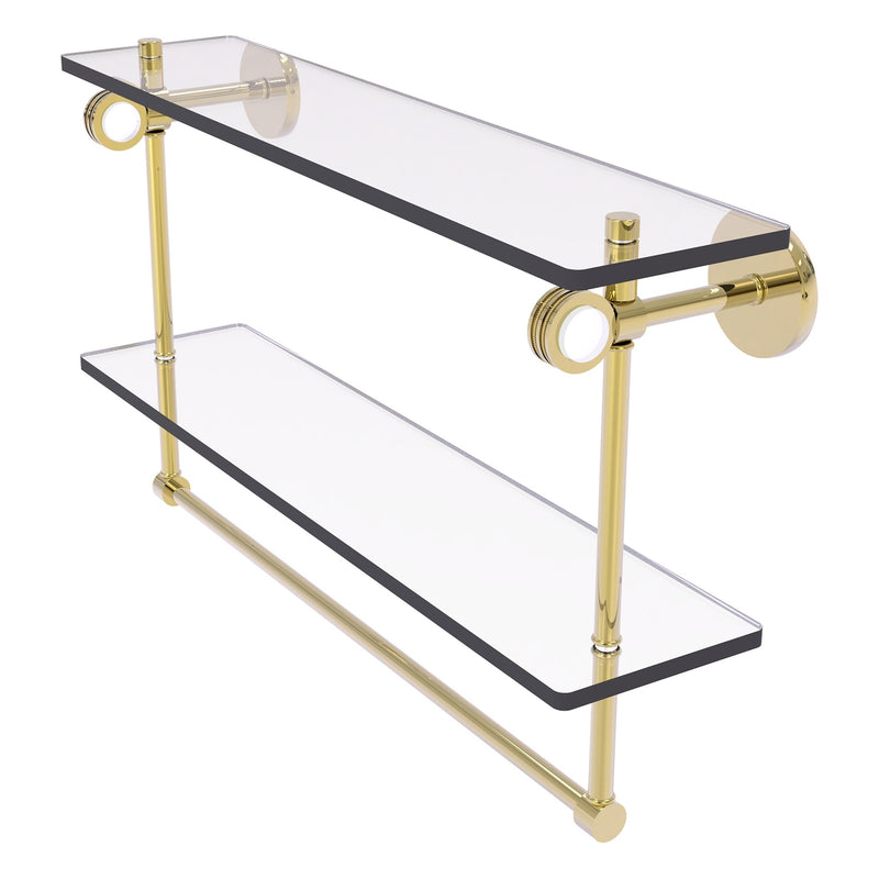 Clearview Collection Double Glass Vanity Shelf  with Integrated Towel Bar with Dotted Accents