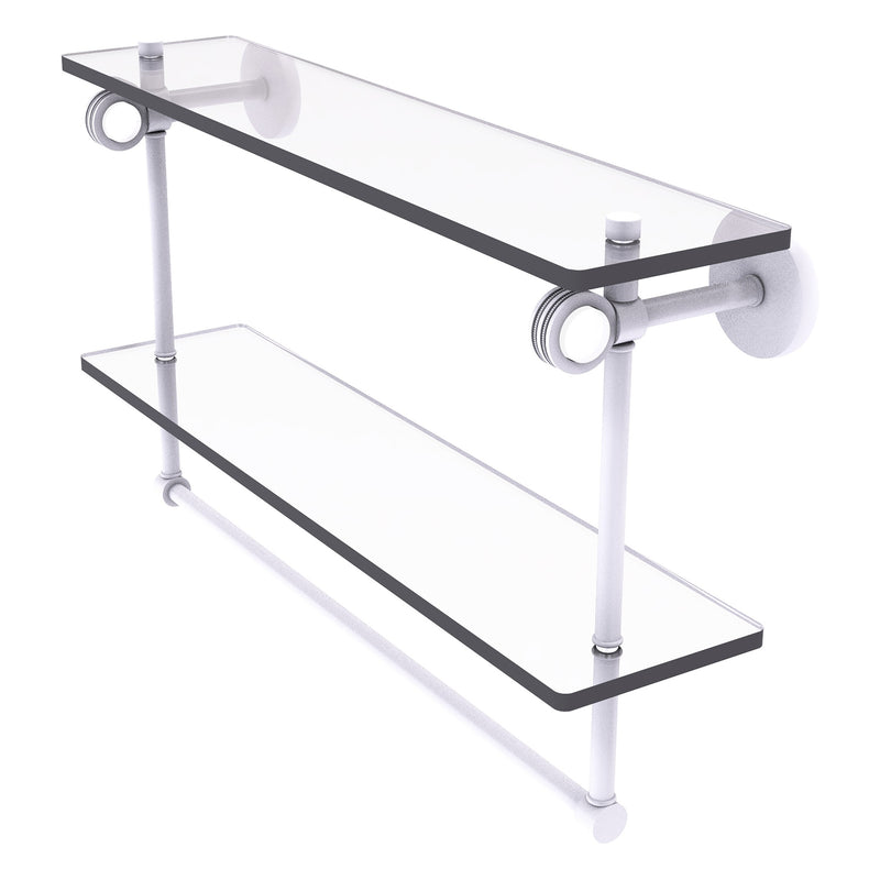 Clearview Collection Double Glass Vanity Shelf  with Integrated Towel Bar with Dotted Accents