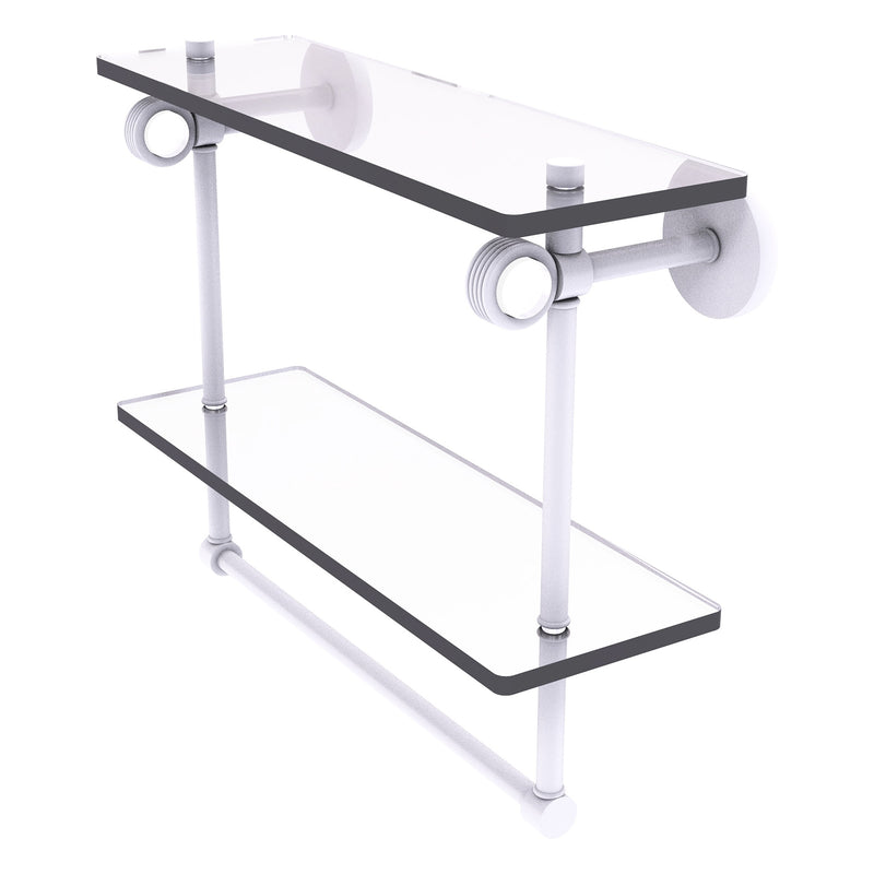 Clearview Collection Double Glass Vanity Shelf  with Integrated Towel Bar with Grooved Accents