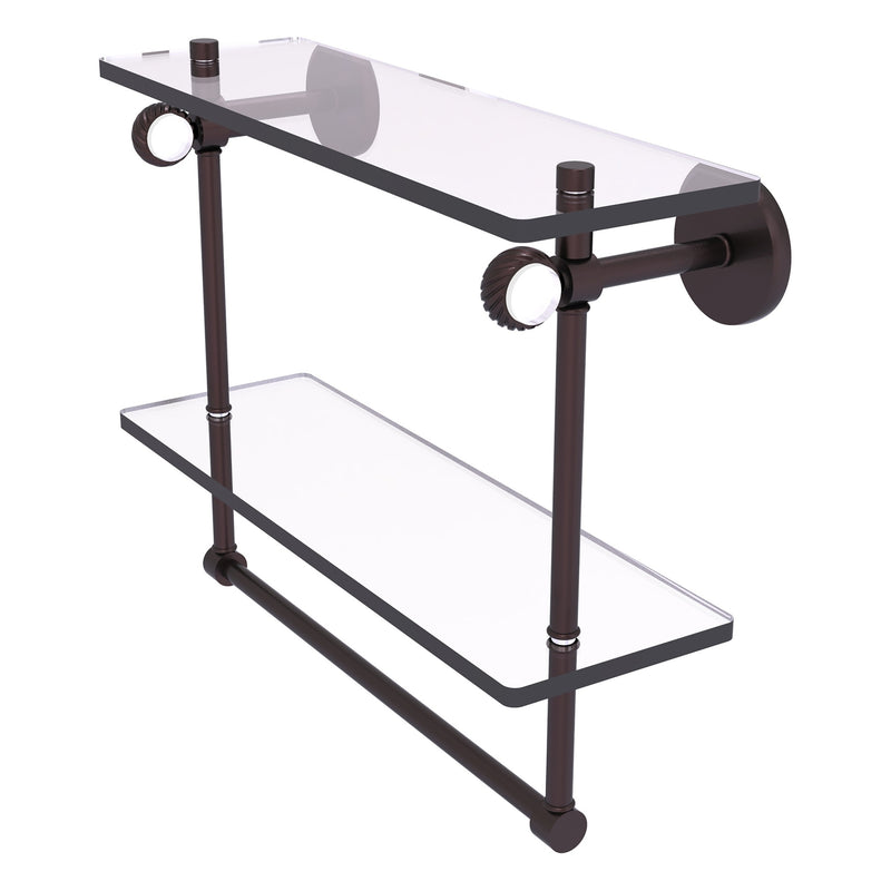 Clearview Collection Double Glass Vanity Shelf  with Integrated Towel Bar with Twisted Accents