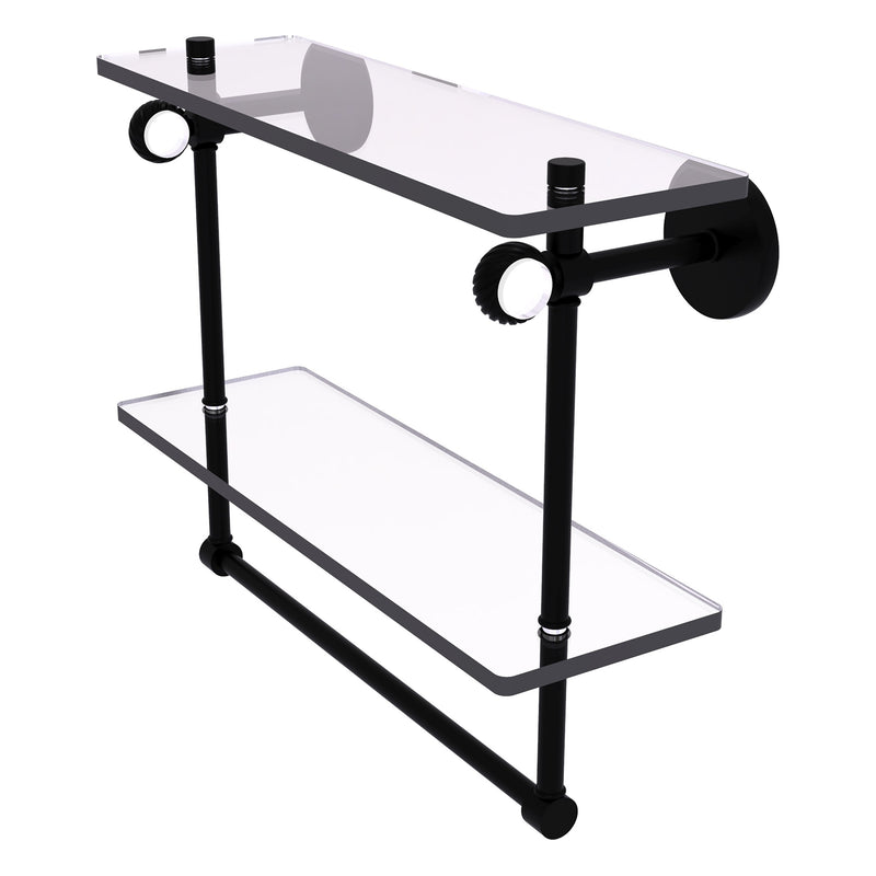 Clearview Collection Double Glass Vanity Shelf  with Integrated Towel Bar with Twisted Accents