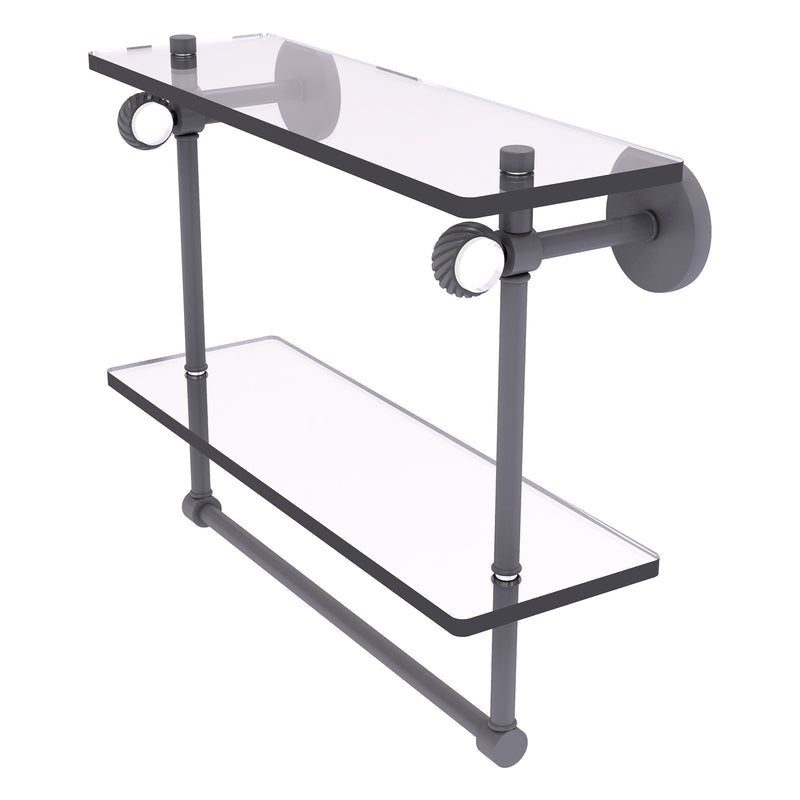 Clearview Collection Double Glass Vanity Shelf  with Integrated Towel Bar with Twisted Accents