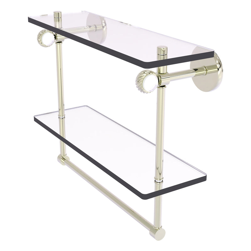 Clearview Collection Double Glass Vanity Shelf  with Integrated Towel Bar with Twisted Accents