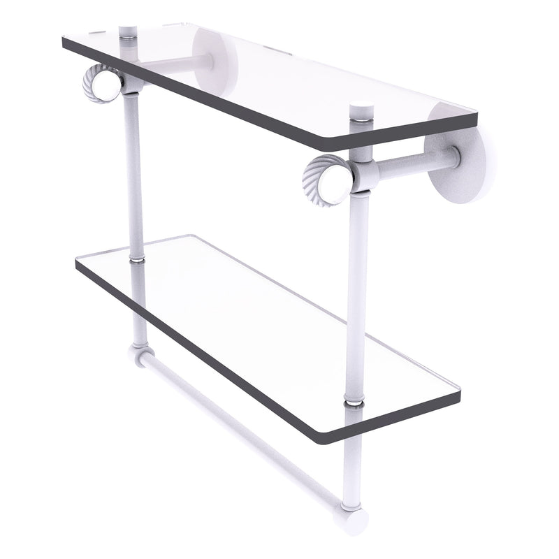 Clearview Collection Double Glass Vanity Shelf  with Integrated Towel Bar with Twisted Accents