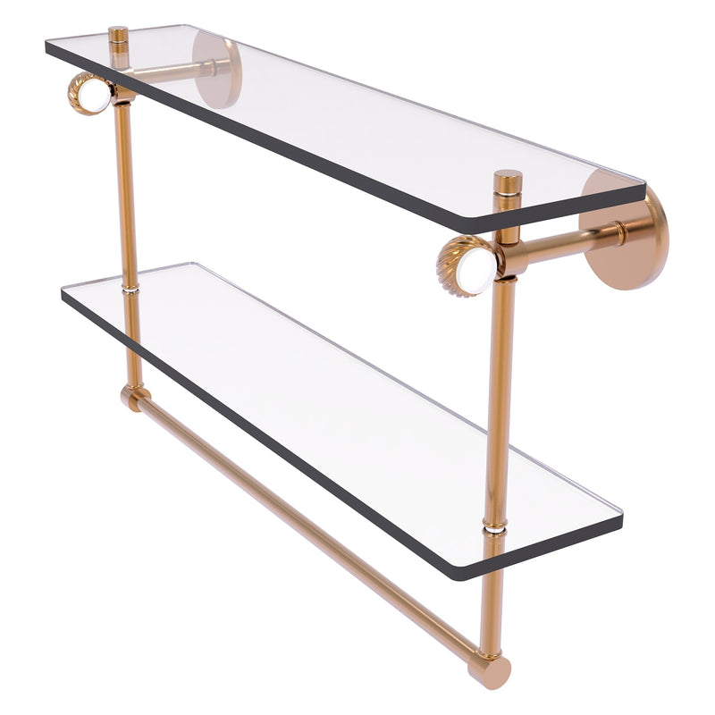 Clearview Collection Double Glass Vanity Shelf  with Integrated Towel Bar with Twisted Accents