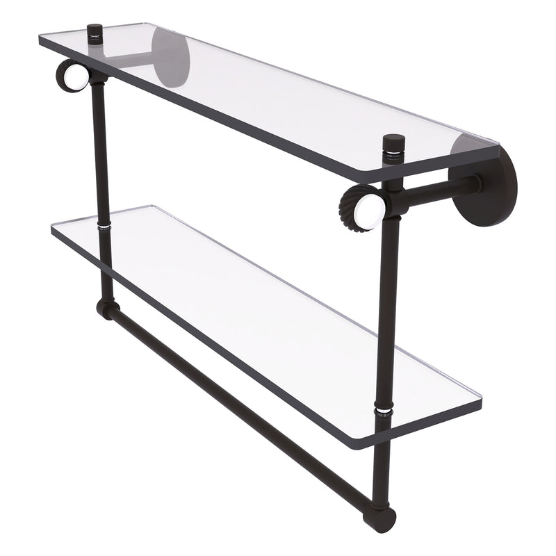 Clearview Collection Double Glass Vanity Shelf  with Integrated Towel Bar with Twisted Accents