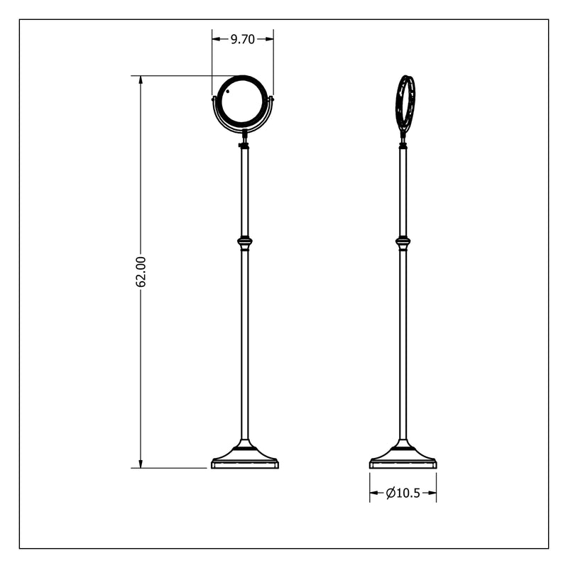 Adjustable Height Freestanding Make-Up Mirror 8 Inch Diameter