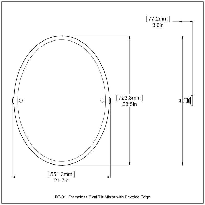 Frameless Oval Tilt Mirror with Beveled Edge