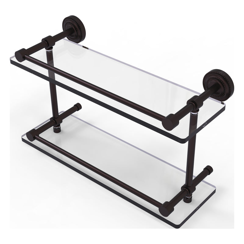 Dottingham Collection Double Glass Shelf with Gallery Rail