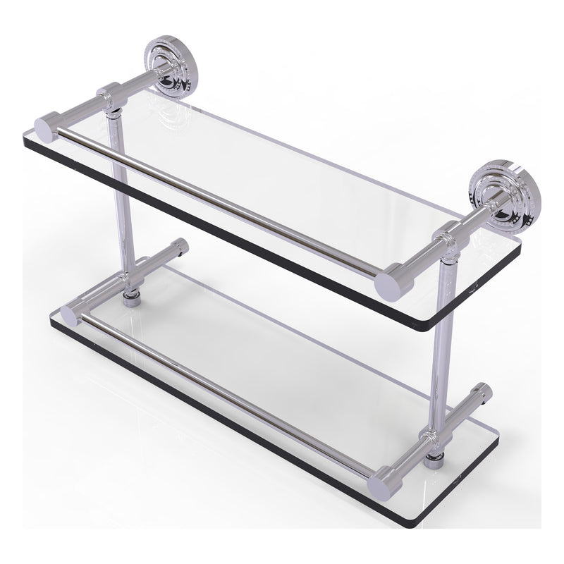 Dottingham Collection Double Glass Shelf with Gallery Rail