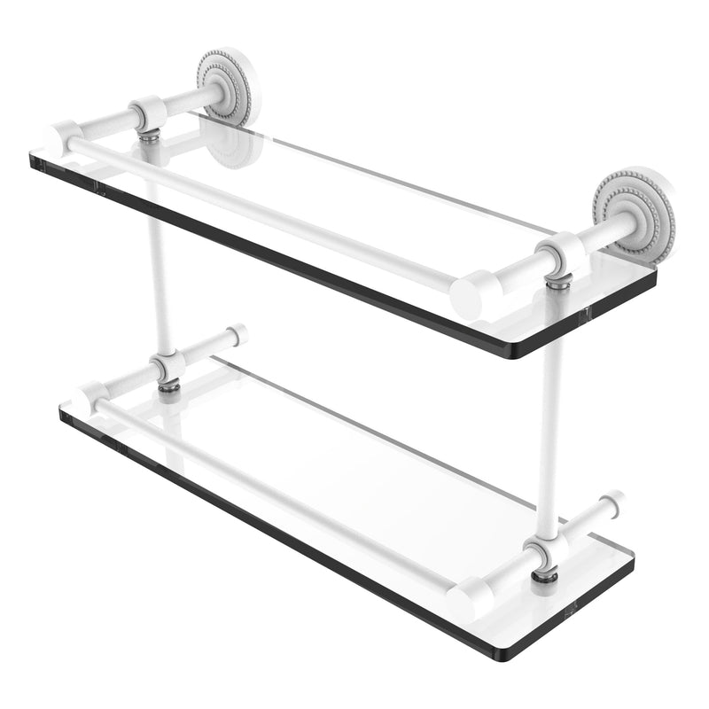 Dottingham Collection Double Glass Shelf with Gallery Rail